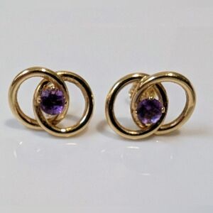Amethyst 14K Gold Stud Earrings